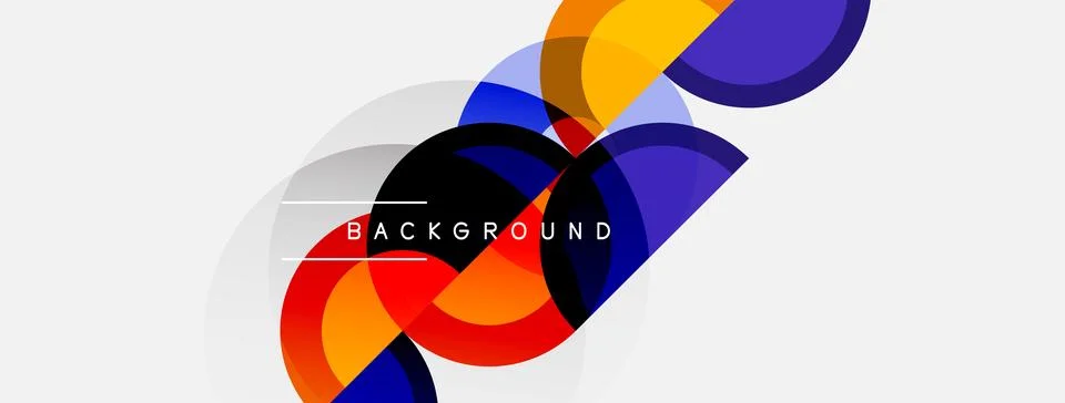 Abstract geometric shapes overlap, creating dynamic visual effect. Bright c.. Stock Illustration