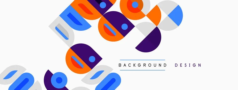 Abstract geometric shapes overlap, creating vibrant colorful pattern. Modern Stock Illustration