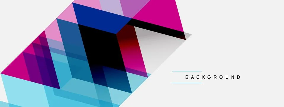 Abstract geometric shapes overlap, creating vibrant color gradients. Pink, .. Illustrazione stock