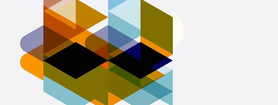 Abstract geometric shapes overlap, creating layered composition. Warm, cool 스톡 일러스트