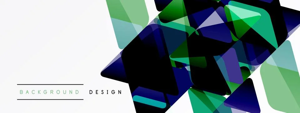 Abstract geometric shapes overlap, creating dynamic visual texture. Green, bl Stock Illustration