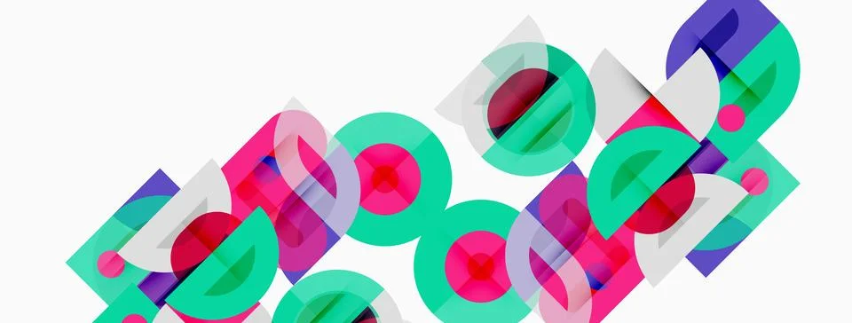 Abstract geometric shapes overlap, creating vibrant colorful pattern. Modern イラスト素材