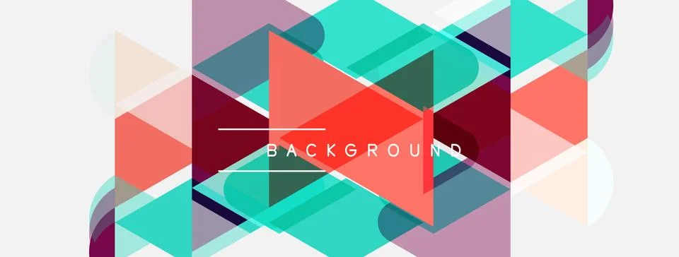 Abstract geometric shapes overlap, creating vibrant colorful background. Text Stock Illustration