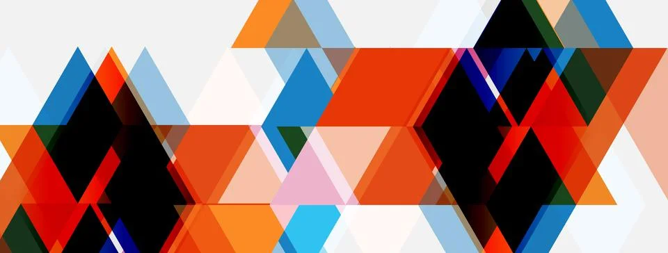 Abstract geometric shapes overlap, creating dynamic colorful pattern. Triangl イラスト素材