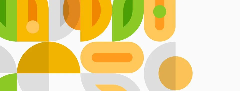Abstract geometric shapes overlap, creating vibrant pattern. Colors include Illustrazione stock