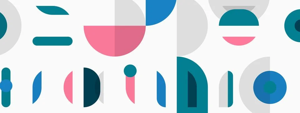 Abstract geometric shapes overlap, creating colorful pattern. Soft pinks, b.. 스톡 일러스트
