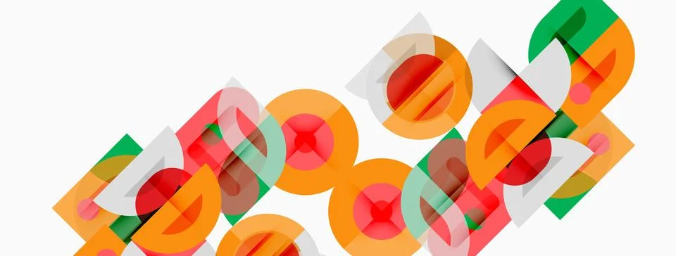 Abstract geometric shapes overlap, creating vibrant colorful pattern. Orange, 스톡 일러스트