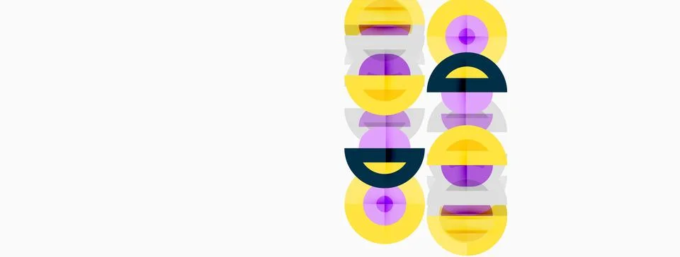 Abstract geometric shapes overlap, creating colorful visual pattern. Purple, Stock Illustration