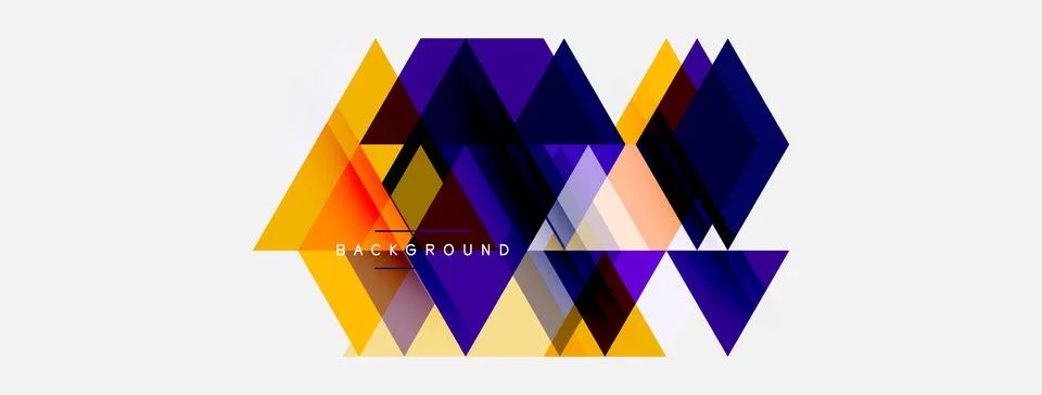 Abstract geometric shapes overlap, creating dynamic composition. Purple, yell Stock Illustration