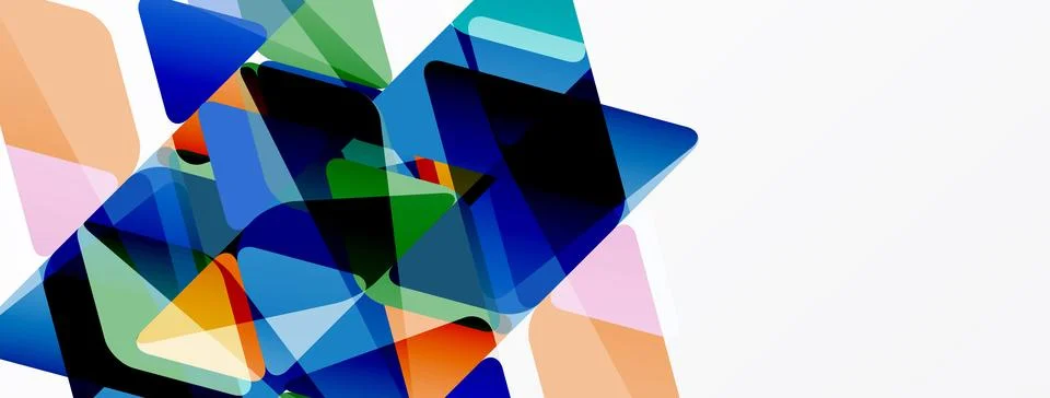 Abstract geometric shapes overlap, creating vibrant color blends. Composition Illustrazione stock