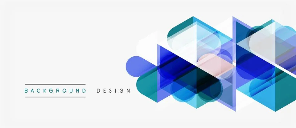 Abstract geometric shapes overlap, creating dynamic blue, teal gradients. 스톡 일러스트