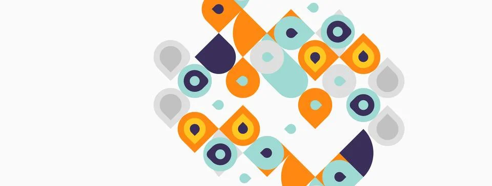 Abstract geometric shapes overlap, creating dynamic composition. Colors inclu Illustrazione stock