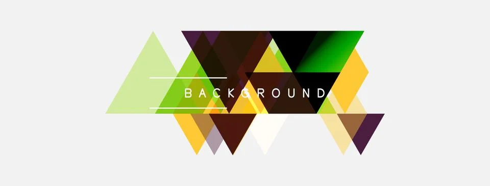 Abstract geometric shapes overlap, creating vibrant background. Colors includ Stock Illustration