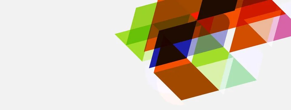 Abstract geometric shapes overlap, creating colorful triangles. Minimalist Illustrazione stock