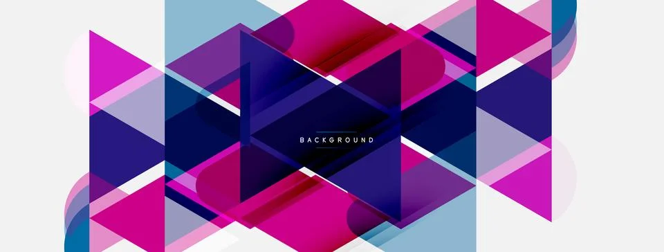 Abstract geometric shapes overlap, creating vibrant color gradients. Pink, .. Illustrazione stock