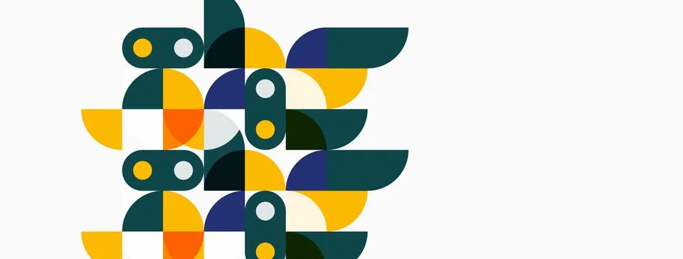 Abstract geometric shapes overlap, creating colorful composition. Yellow, tea Illustrazione stock