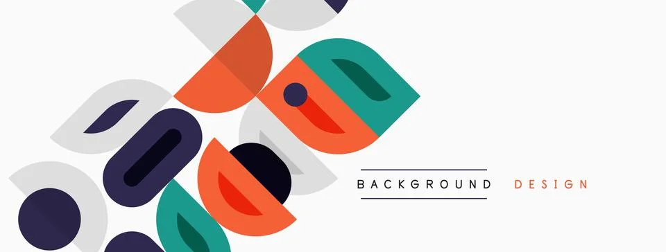 Abstract geometric shapes overlap, creating vibrant design. Colors include Stock Illustration