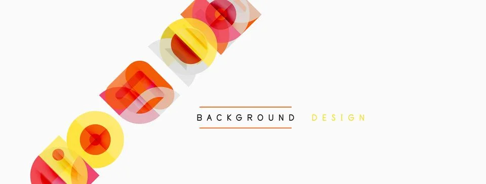 Abstract geometric shapes overlap, creating vibrant colorful background. Text Stock Illustration