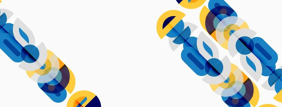 Abstract geometric shapes overlap, creating dynamic pattern. Blue, yellow hue イラスト素材