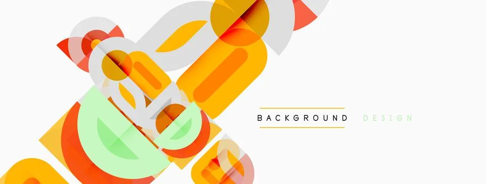 Abstract geometric shapes overlap, creating dynamic visual composition. Orang Illustrazione stock