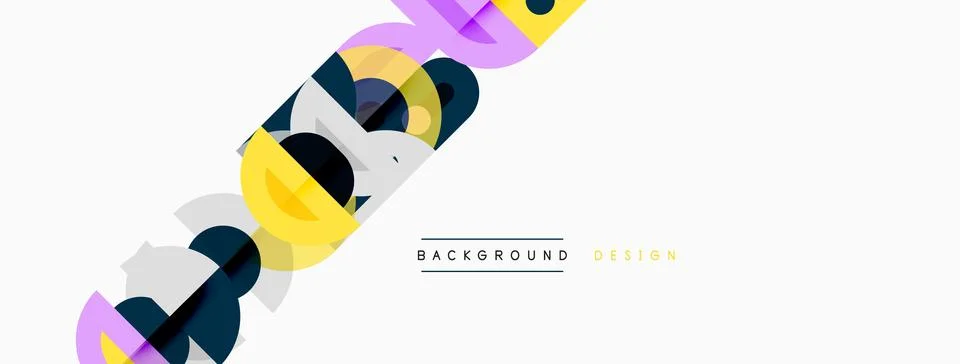 Abstract geometric shapes overlap, creating dynamic colorful background. Text Stock Illustration