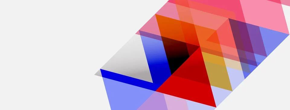 Abstract geometric shapes overlap, creating colorful translucent layers. Red Stock Illustration