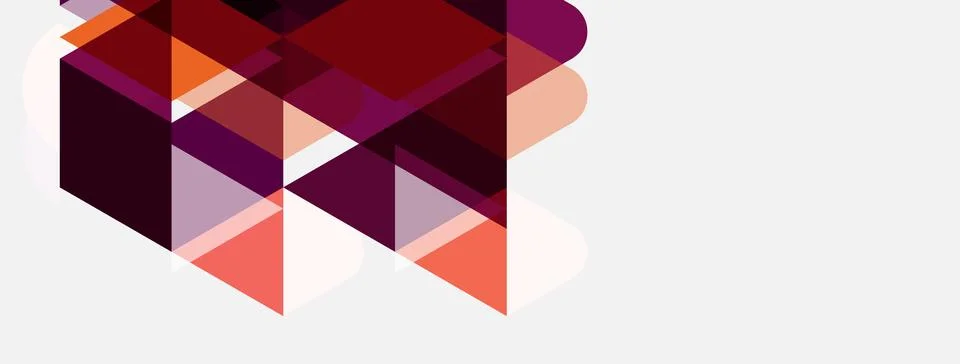 Abstract geometric shapes overlap, creating layered visual effect. Warm color Stock Illustration