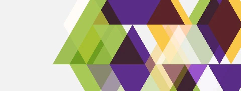 Abstract geometric shapes overlap, creating colorful pattern. Shades include Illustrazione stock