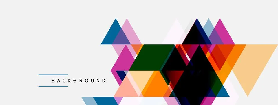 Abstract geometric shapes overlap, creating vibrant colorful background. Mode Stock Illustration