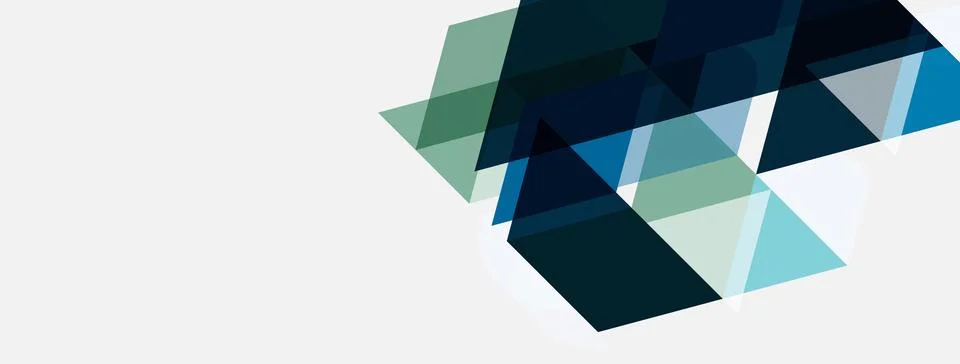 Abstract geometric shapes overlap, creating layered triangles. Cool color Illustrazione stock