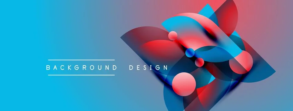 Abstract geometric shapes overlap, creating vibrant blue, red gradients. Mode Stock Illustration