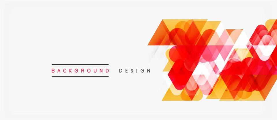 Abstract geometric shapes overlap, creating vibrant red, orange design. Illustrazione stock