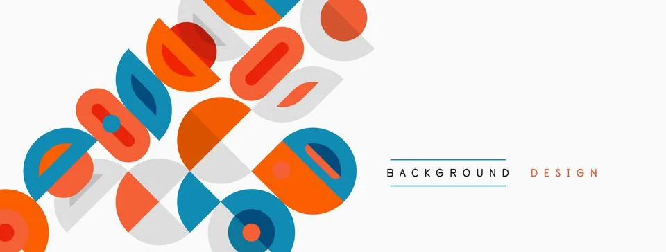 Abstract geometric shapes overlap, creating vibrant pattern. Orange, teal, .. 스톡 일러스트