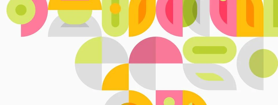 Abstract geometric shapes overlap, creating colorful pattern. Soft pastel ton Illustrazione stock