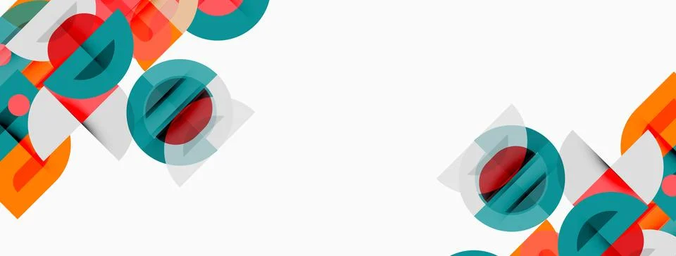 Abstract geometric shapes overlap, creating colorful design. White space Stockillustratie