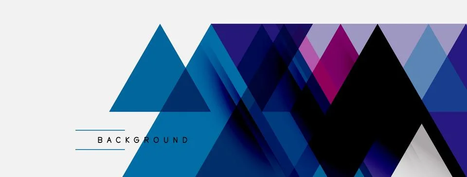 Abstract geometric shapes overlap, creating dynamic blue, purple gradients. Illustrazione stock