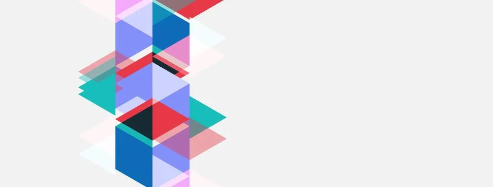 Abstract geometric shapes overlap, creating colorful design. Light background 스톡 일러스트