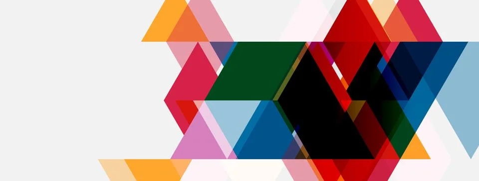 Abstract geometric shapes overlap, creating vibrant color blocks. Composition Stock Illustration