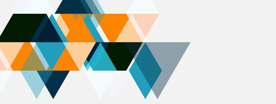 Abstract geometric shapes overlap, creating dynamic composition. Colors inclu Stock Illustration