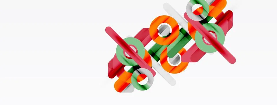 Abstract geometric shapes overlap, creating colorful visual pattern. Lines, Stock Illustration