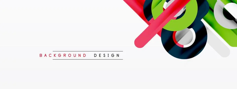 Abstract geometric shapes overlap, creating vibrant design. White background Stock Illustration