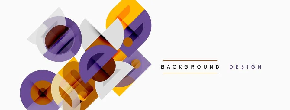 Abstract geometric shapes overlap, creating vibrant color blocks. Modern desi Illustrazione stock