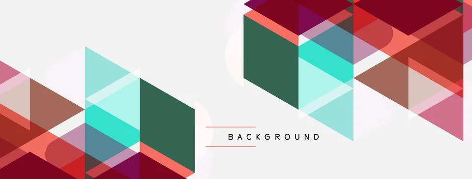 Abstract geometric shapes overlap, creating dynamic colorful background. 库存插图