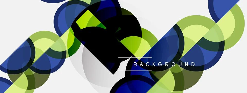 Abstract geometric shapes overlap, creating vibrant color gradients. Modern Illustrazione stock
