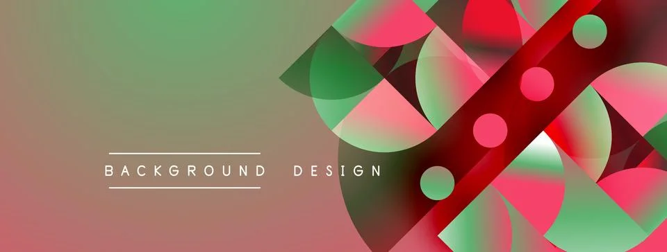 Abstract geometric shapes overlap, creating vibrant color gradients. Backgrou Illustrazione stock