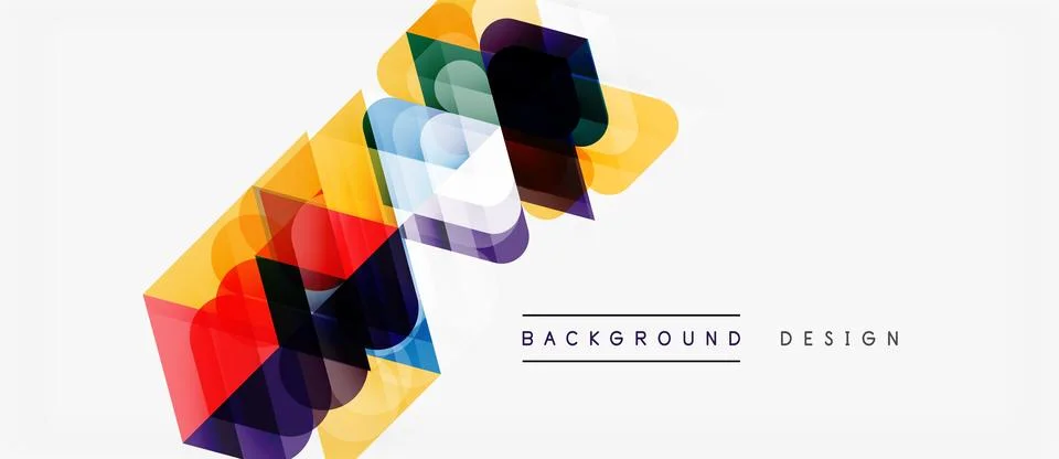 Abstract geometric shapes overlap, creating vibrant color composition. Modern Illustrazione stock