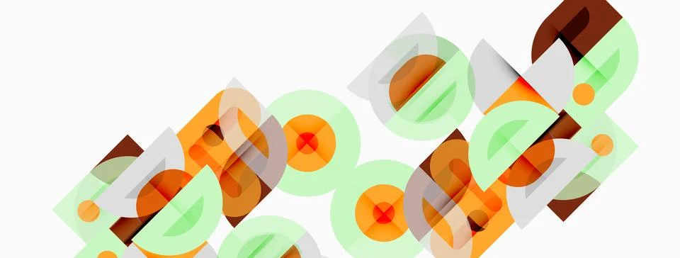 Abstract geometric shapes overlap, creating layered visual effect. Orange, .. Stock Illustration