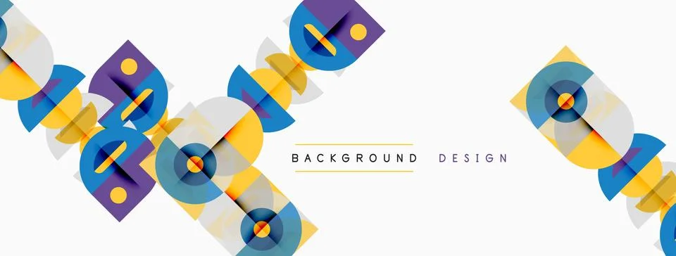 Abstract geometric shapes overlap, creating dynamic colorful background. Mode Stock Illustration