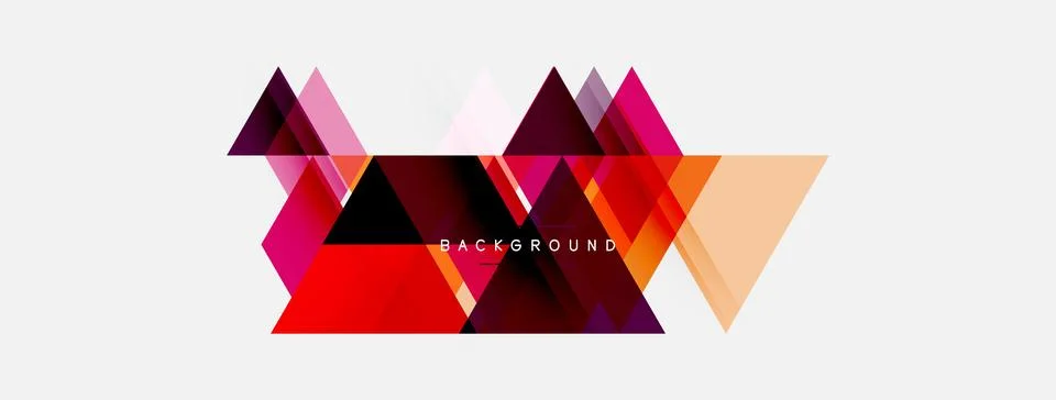 Abstract geometric shapes overlap, creating vibrant red, pink, orange gradi.. Stock Illustration