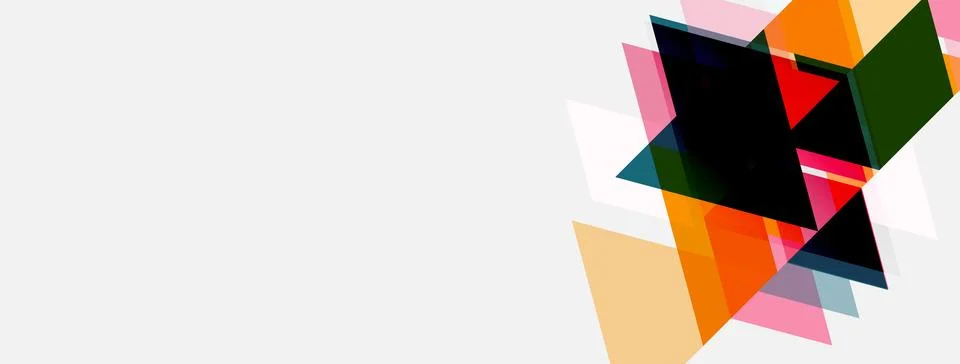 Abstract geometric shapes overlap, creating colorful composition. White space Stock Illustration